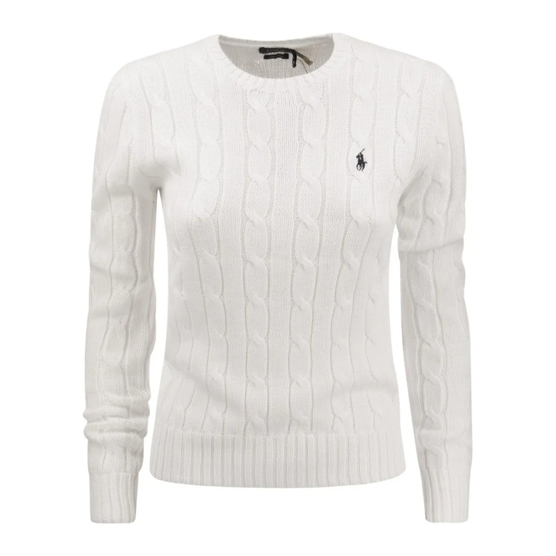 Polo Ralph Lauren Pullover Slim-Fit Cable Knit Sweater With Classic Design White