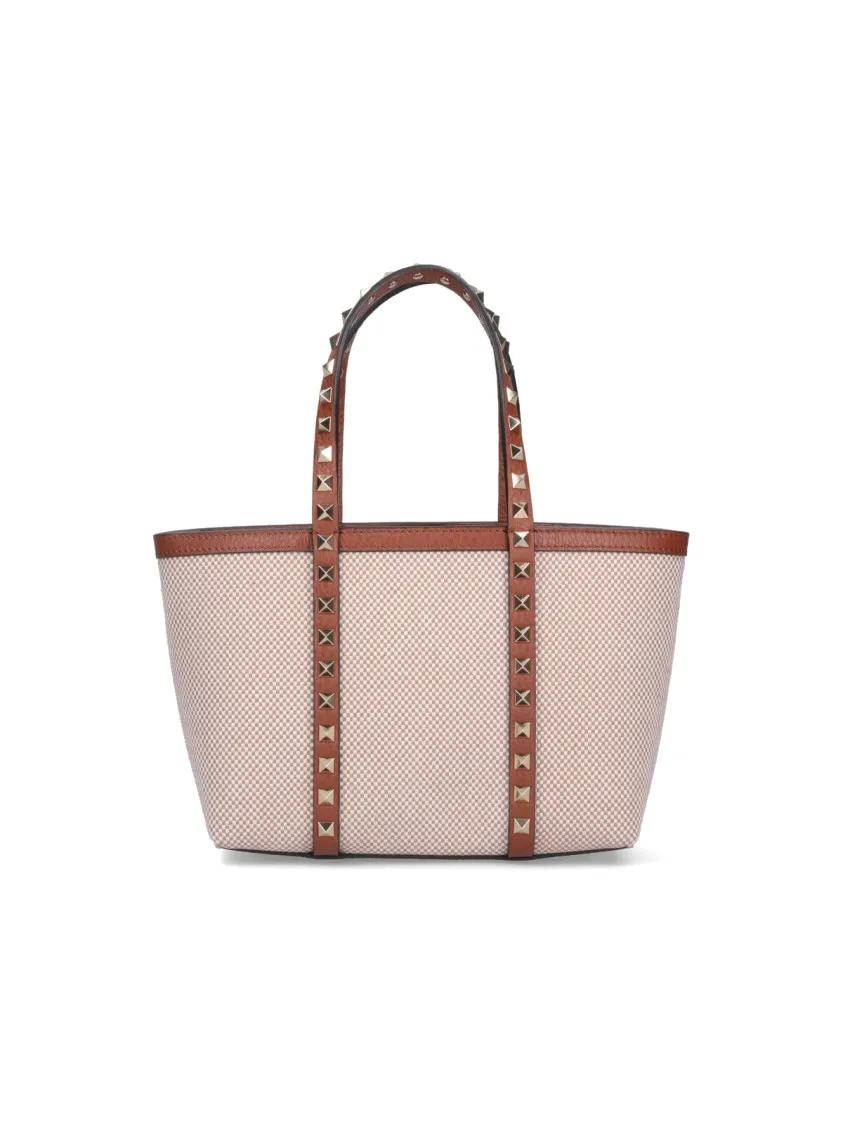 Valentino Garavani Shoppers & Totes "Rockstud" Small Shopping Bag – Beige in beige