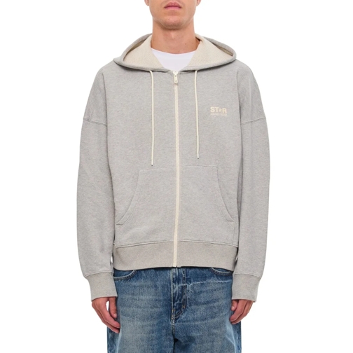 Golden Goose Hoodie Cotton Hoodie Logo Printed Grey