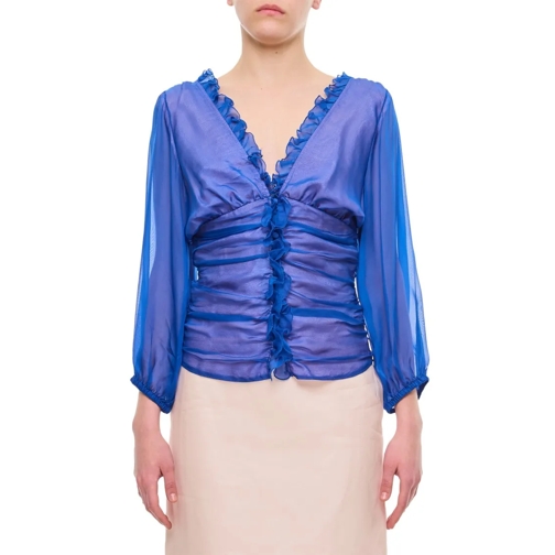 Saks Potts Maxine Silk Blouse Blue Blusen