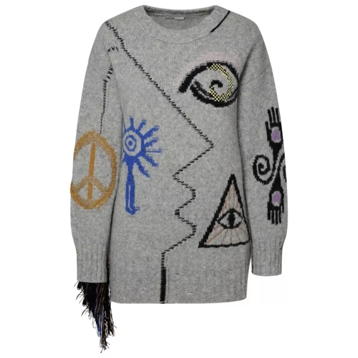 Stella McCartney Artwork Sweater In Grey Alpaca Blend Grey 