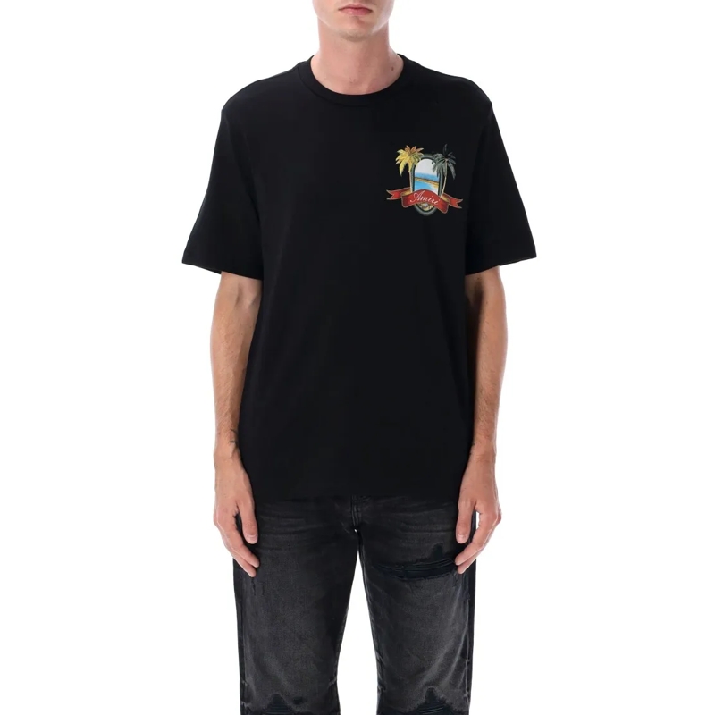 Amiri T-shirt Paradise Tee With Ribbed Crew Neck Black