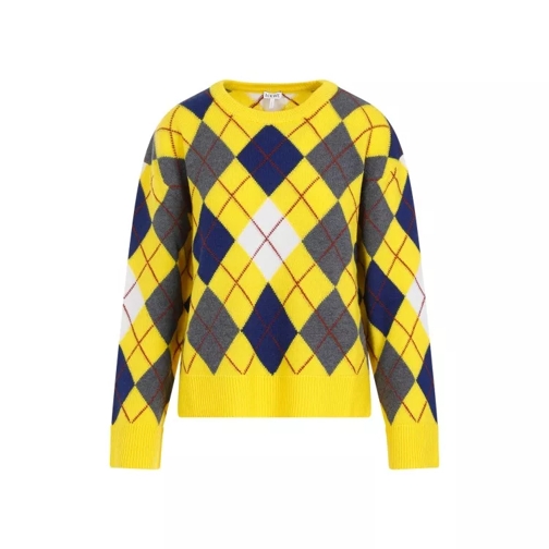 Loewe Yellow Wool Argyle Sweater Gold 