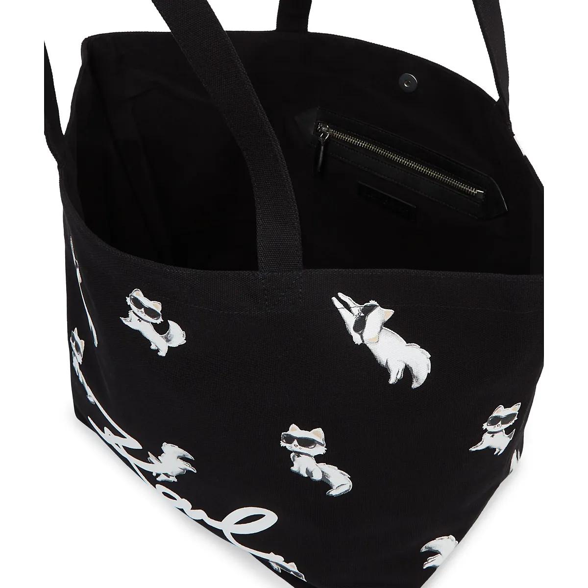 Thumbnail - Karl Lagerfeld Shopper - Ikon Shopper mit Choupette-Print - Gr. unisize - in Schwarz - für Damen