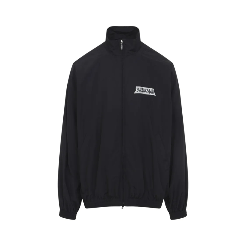 Balenciaga  Black Casual Jacket With Graphic Logo Detail Black