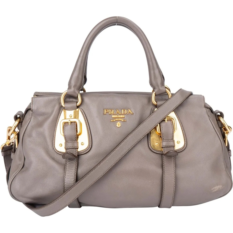 Prada Schultertasche Prada Grey Leather Vitello Handbag mehrfarbig