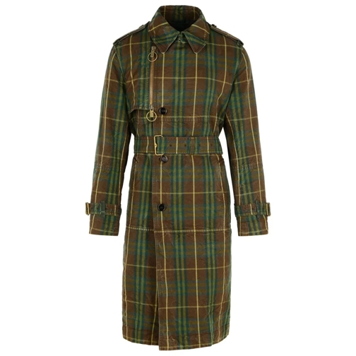 Burberry Trenchcoat 'Check' Dark Green Cotton Trench Coat Green