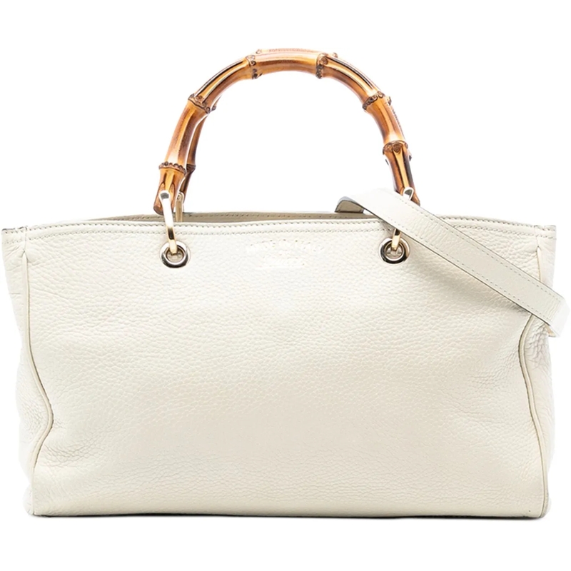 Gucci Schultertasche Medium Calfskin Bamboo Shopper Satchel weiß