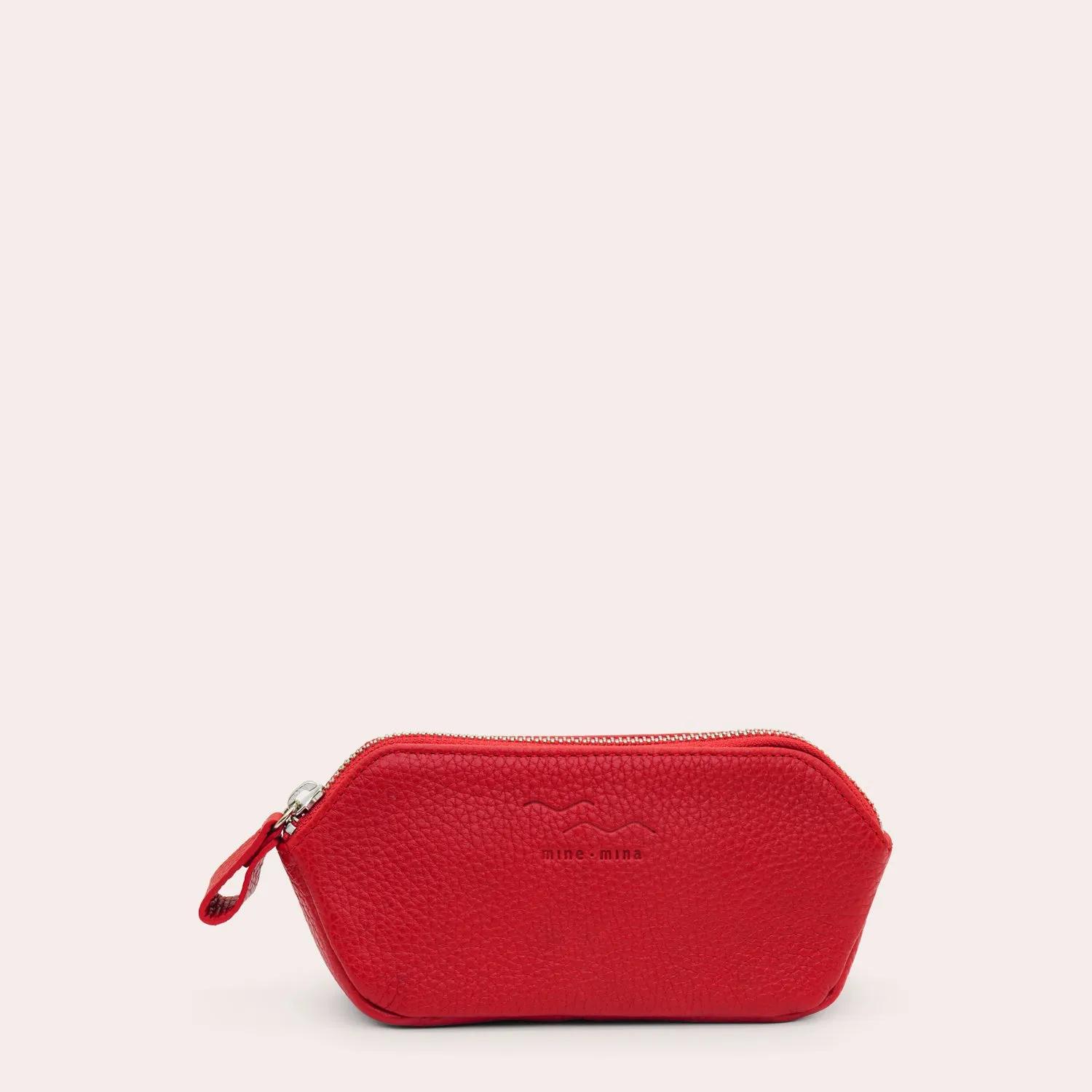 mine mina Kosmetiktaschen - MATILDA - die kleine Kosmetiktasche aus Leder für - Gr. unisize - in Rot - für Damen