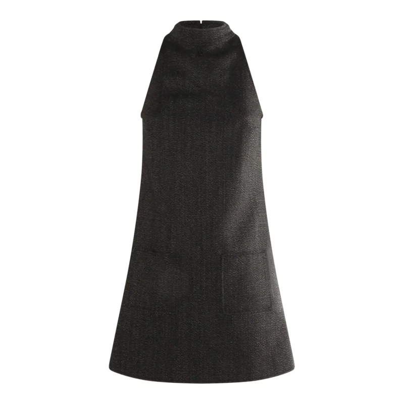 Courrèges Mini-jurk Black Wool Dress Black