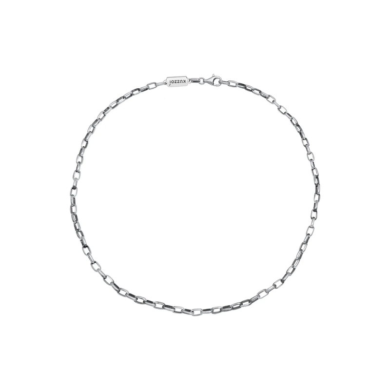 Kuzzoi Mittellange Halskette Halskette Herren Rundanker Oval Basic 925 Silber schwarz(Image 3)