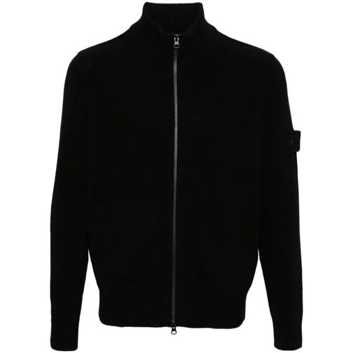 Stone Island Black Compass-Patch Cardigan Black Strickjacke