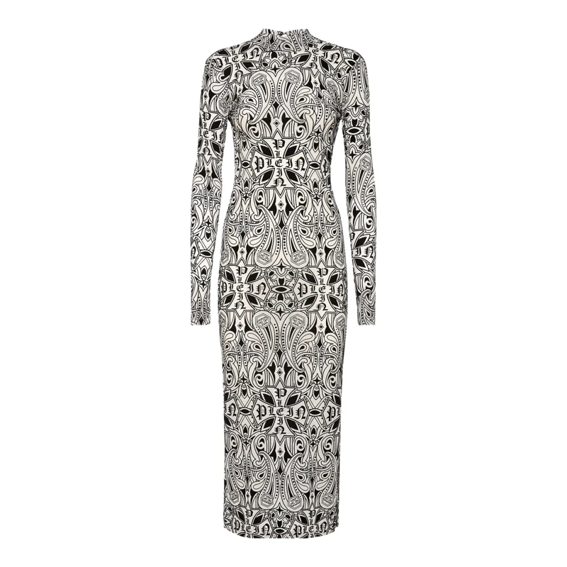 Philipp Plein Maxikleid Langes Kleid Gothic Plein nude
