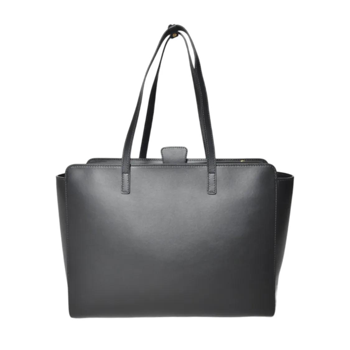 Hidesins Shoppers & Totes Black Leather Flap Shopper Bag L Large in zwart