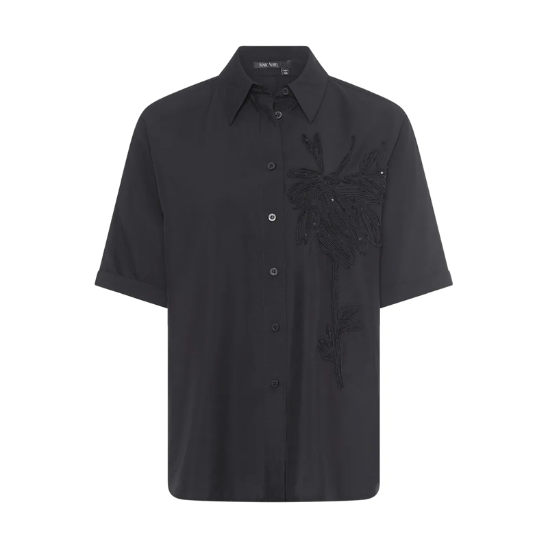 Marc Aurel Bluse Kurzarmbluse schwarz
