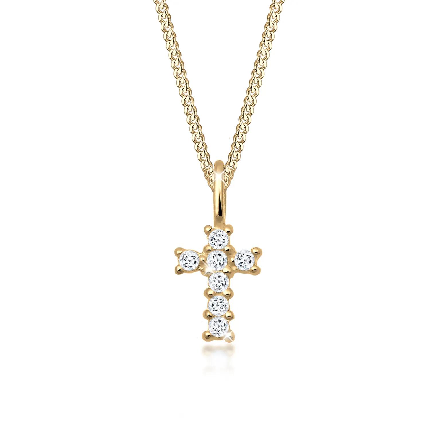 Elli Halsketten - Halskette Kreuz Religion Glaube Symbol Topas 585 G - Gr. unisize - in Gold - für Damen