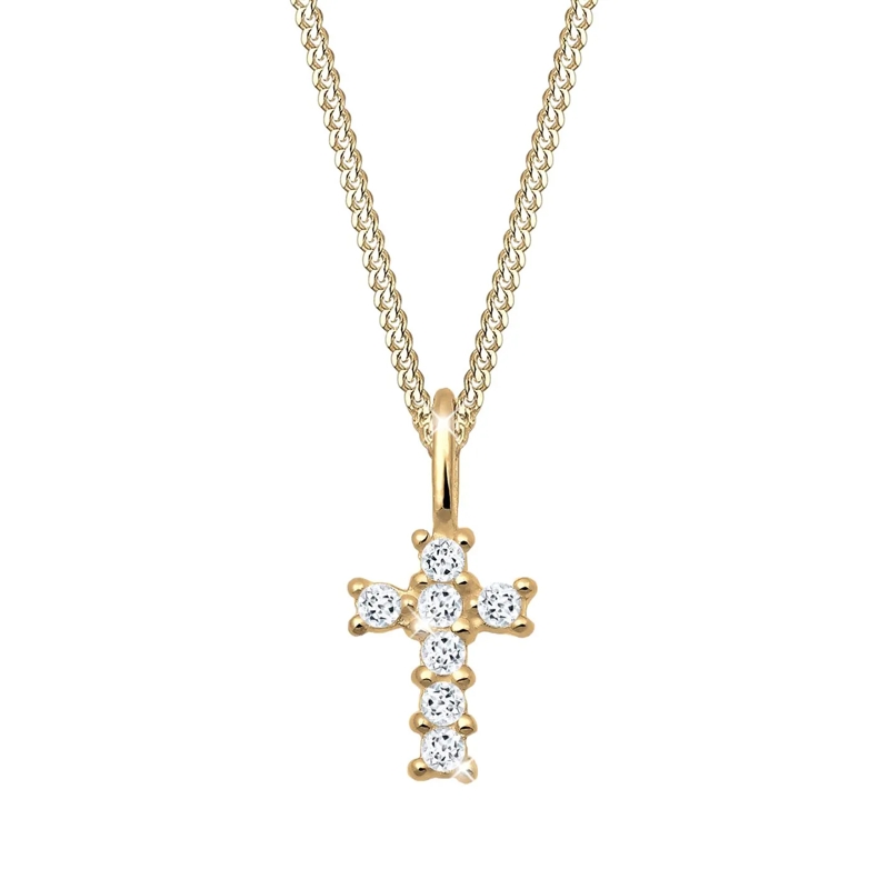 Elli Mittellange Halskette Halskette Kreuz Religion Glaube Symbol Topas 585 G gold(Image 4)