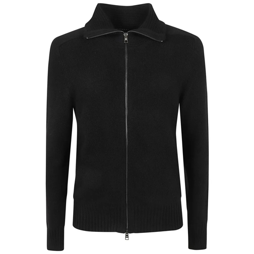 Tagliatore Pullover Black Wool Blend Two-Way Zip Jacket Black