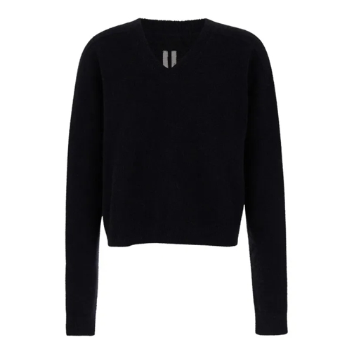 Rick Owens Tommy' Crop Black Sweater With V Neck Black 