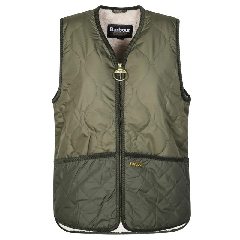 Barbour  Quilted Black Sleeveless Gilet With High Collar Grey