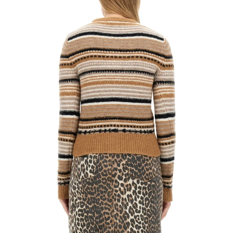 GANNI Strickjacke Cardigan With Stripe Pattern Multicolor (Image 3)