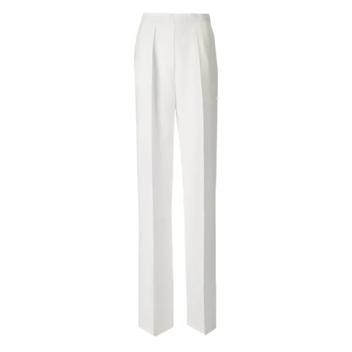 Elisabetta Franchi Ivory Trousers With Logo White Byxor