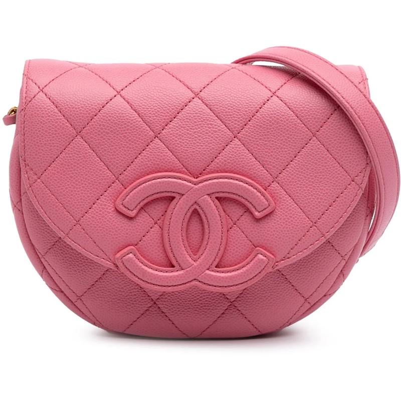 Chanel Sac à bandoulière Mini CC Quilted Caviar Messenger Flap rose
