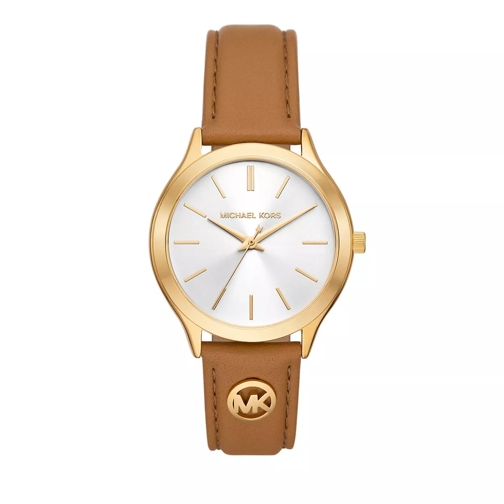 Michael Kors Michael Kors Slim Runway Three-Hand Luggage Leathe Gold Quartz Watch