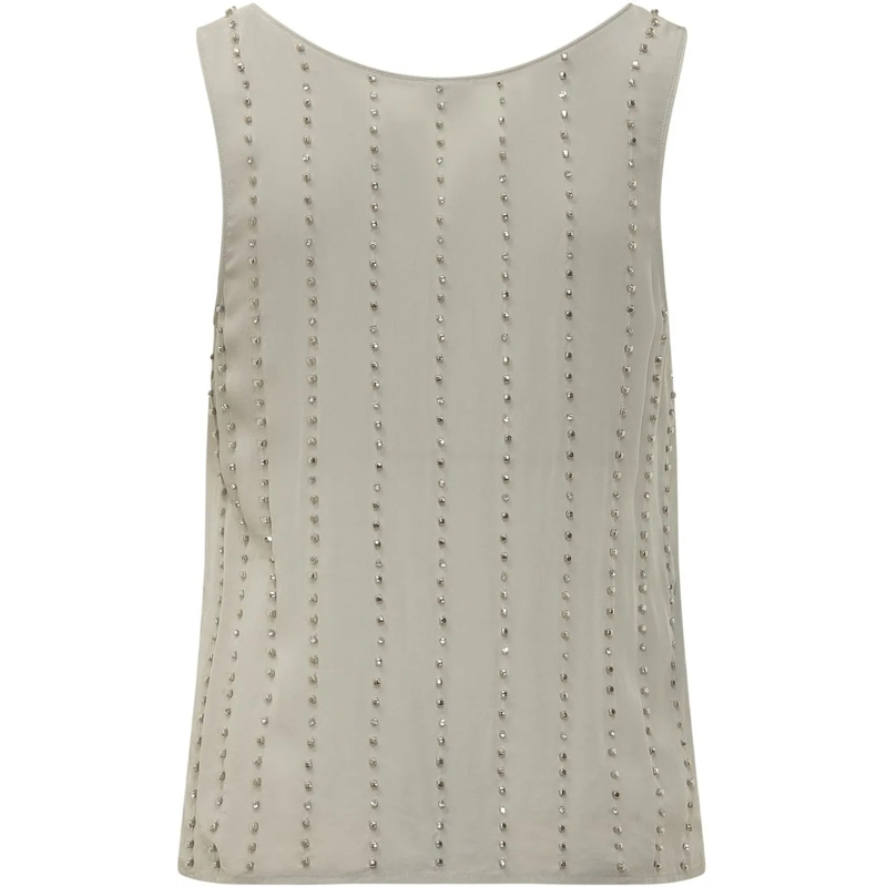Pinko Top Top Senza Maniche con Applicazioni taupe(Image 2)