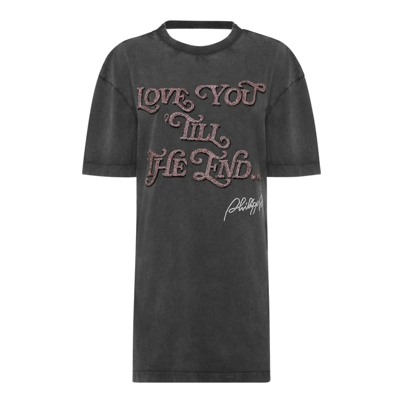 Philipp Plein Midikleid T-Shirt Kurze Kleider Love schwarz