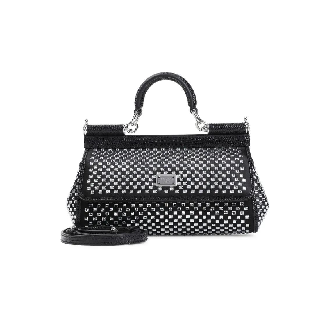 Dolce&Gabbana Crossbody Bags - Black Crytal Details Handbag - Gr. unisize - in Schwarz - für Damen