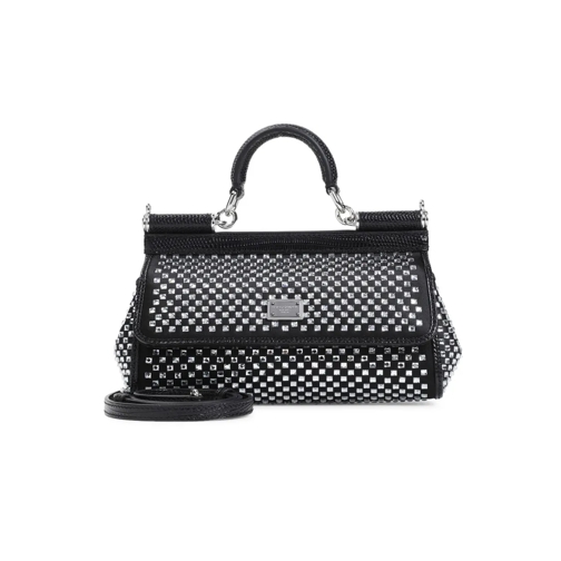 Dolce&Gabbana Black Crytal Details Handbag Black Sac à bandoulière