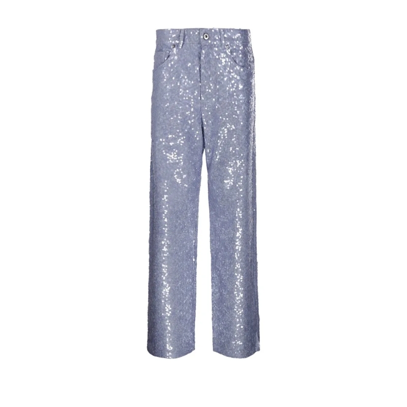 P.A.R.O.S.H. Jeans Straight-Leg Jeans With Sequin Detailing Blue