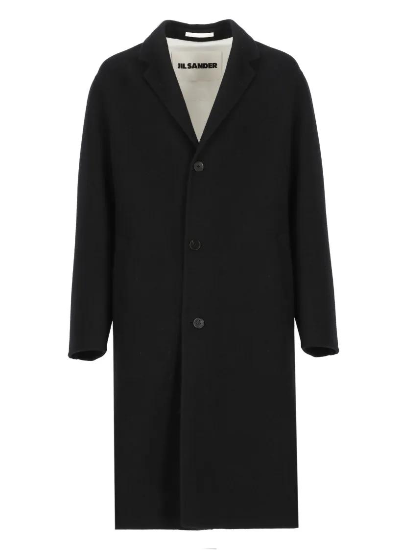 Jil Sander - Black Double Breasted Coat - Größe 50 - schwarz