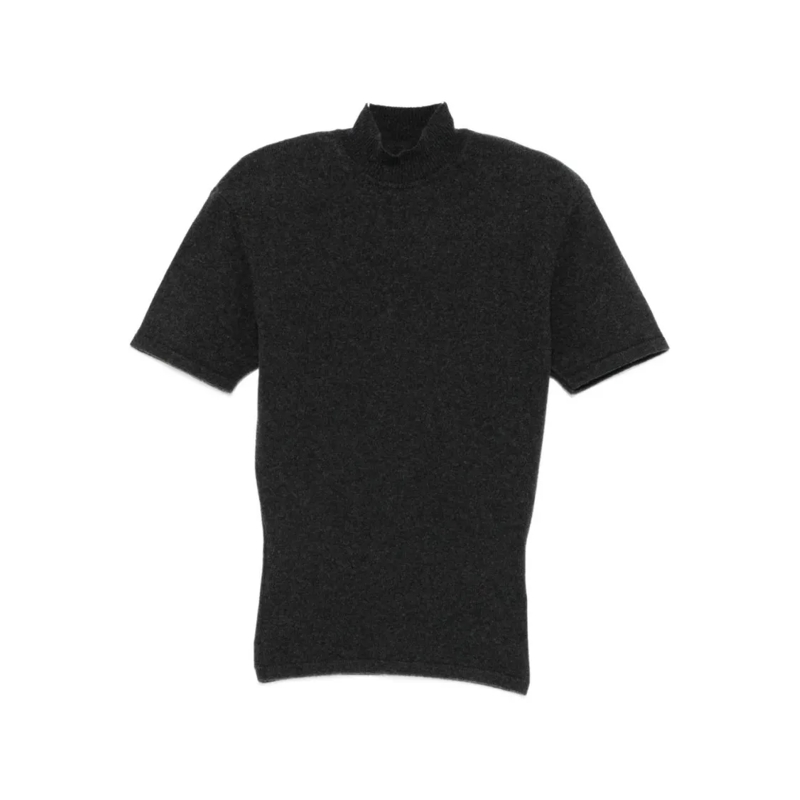 Jacquemus T-shirt High Neck Dark Grey Cashmere Blend Top Black