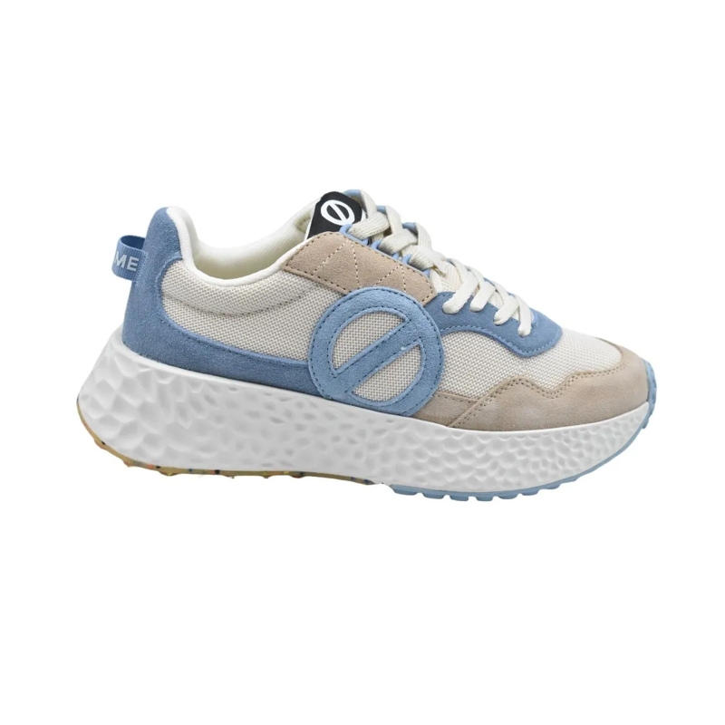 No Name Lage-top sneaker Cream And Light Blue Suede Platform Sneakers White