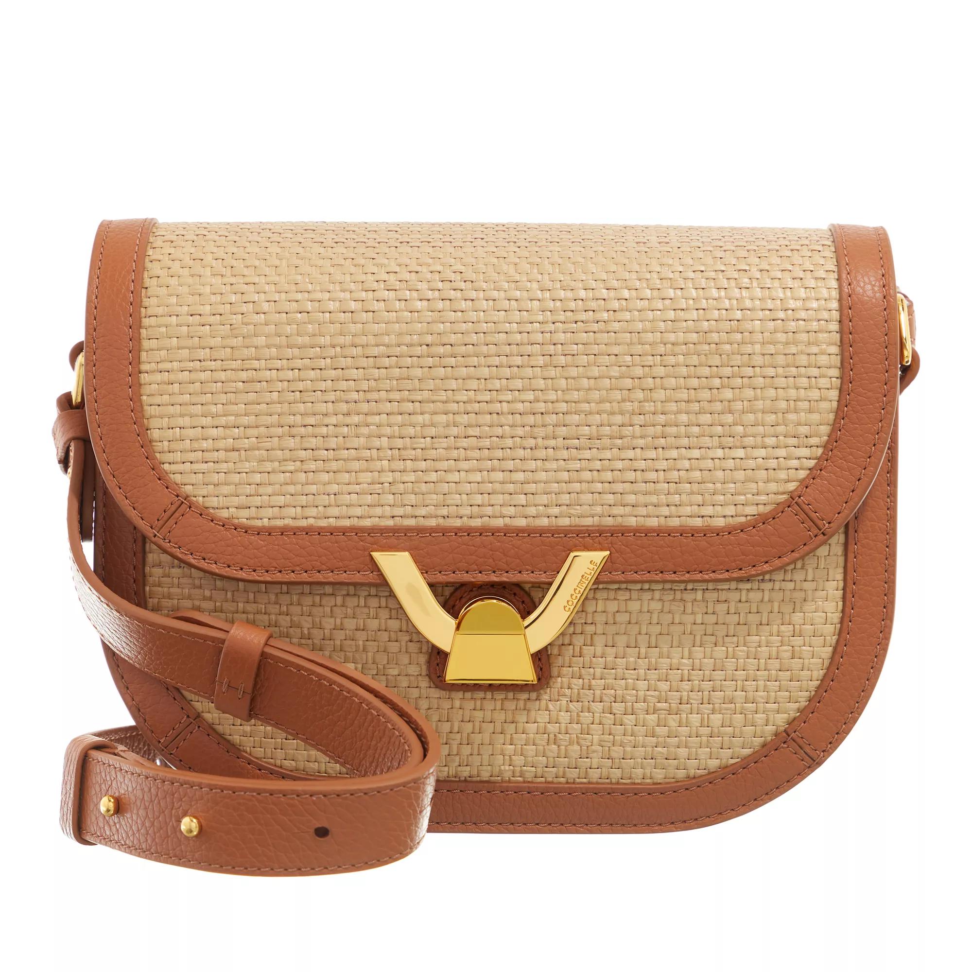 Coccinelle Coccinelle Dew Straw Handbag Natural/Cuir | Crossbody Bag