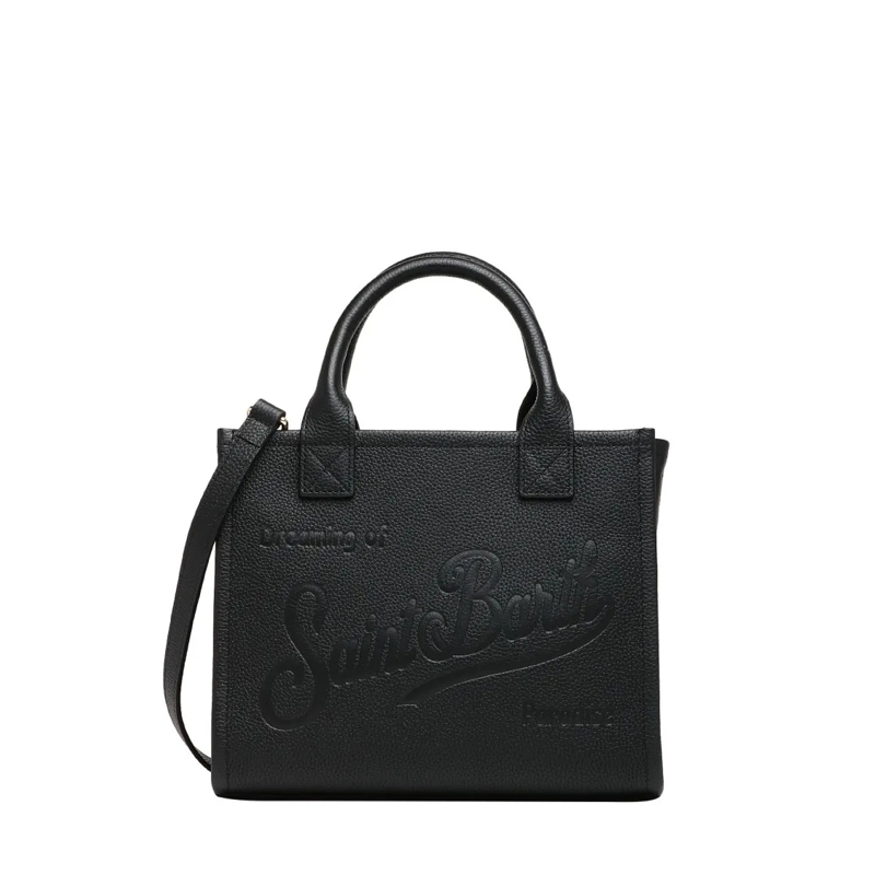 Mc2 Saint Barth Draagtas Rectangular Tote Bag With Embossed Branding And Ad Black