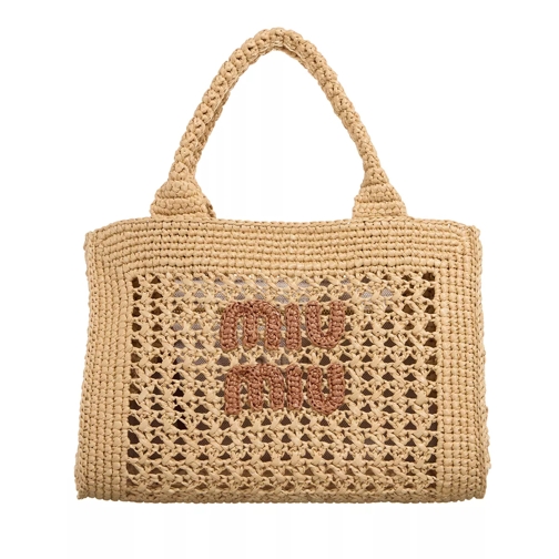 Miu Miu Crochet Rete 2DO1 Natural Rymlig shoppingväska