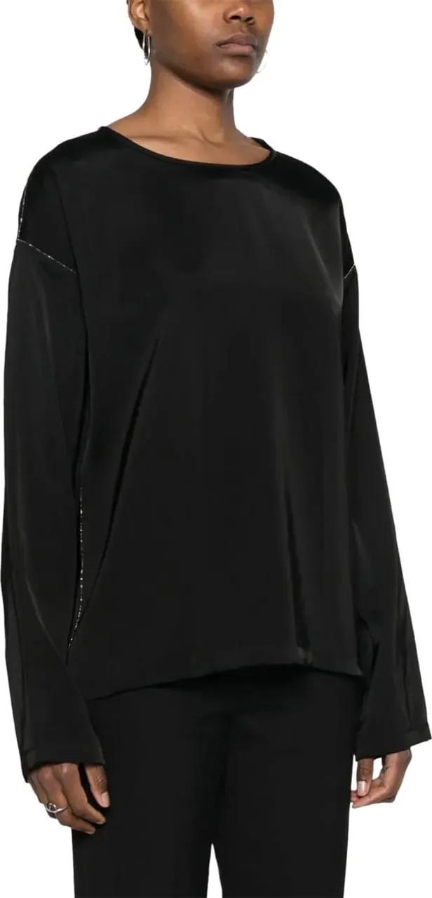 Thumbnail - Fabiana Filippi - Lustrous Relaxed Fit Black Top - Größe 42 - schwarz