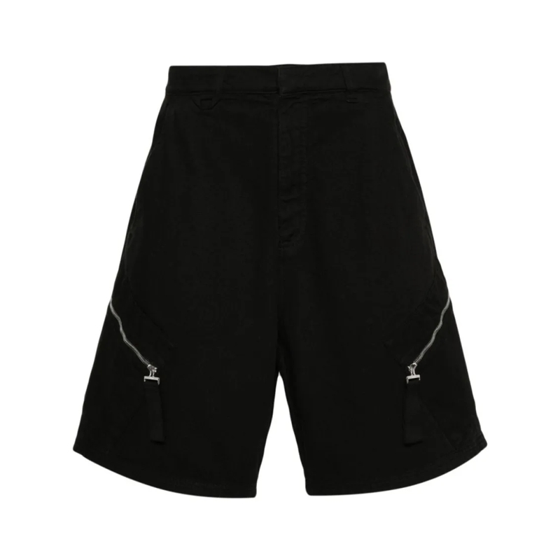 Jacquemus Casual Shorts Functional Black Cotton Canvas Mid-Rise Shorts Black