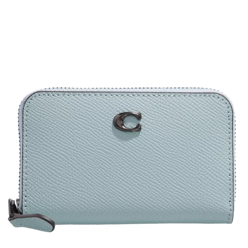 Coach Crossgrain Leather Small Zip Around Card Case Aqua Porte-monnaie