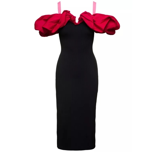 Alexander McQueen Black Pencil Dress With Exlpoded Ruffle Sleeves In Black 