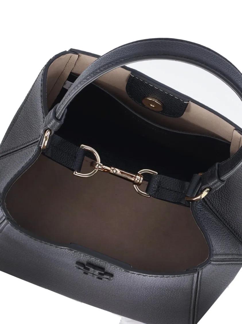 TORY BURCH Hobo bags Structured Black Leather Mcgraw Shoulder Bag in zwart