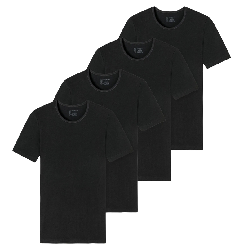 SCHIESSER Hemd 2PACK T-shirt 4er Pack schwarz