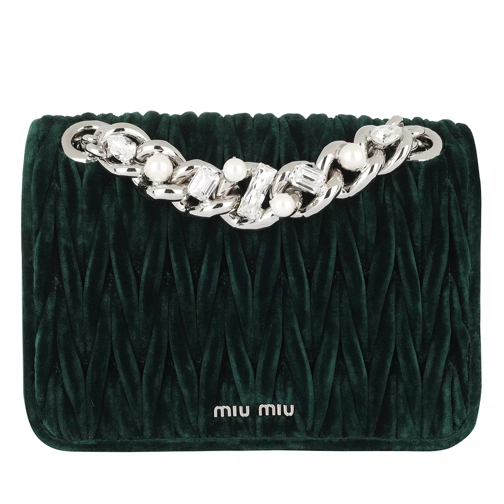 Miu Miu Velluto Matelassé Crossbody Bag Cristal+Pearls Green Cross body-väskor