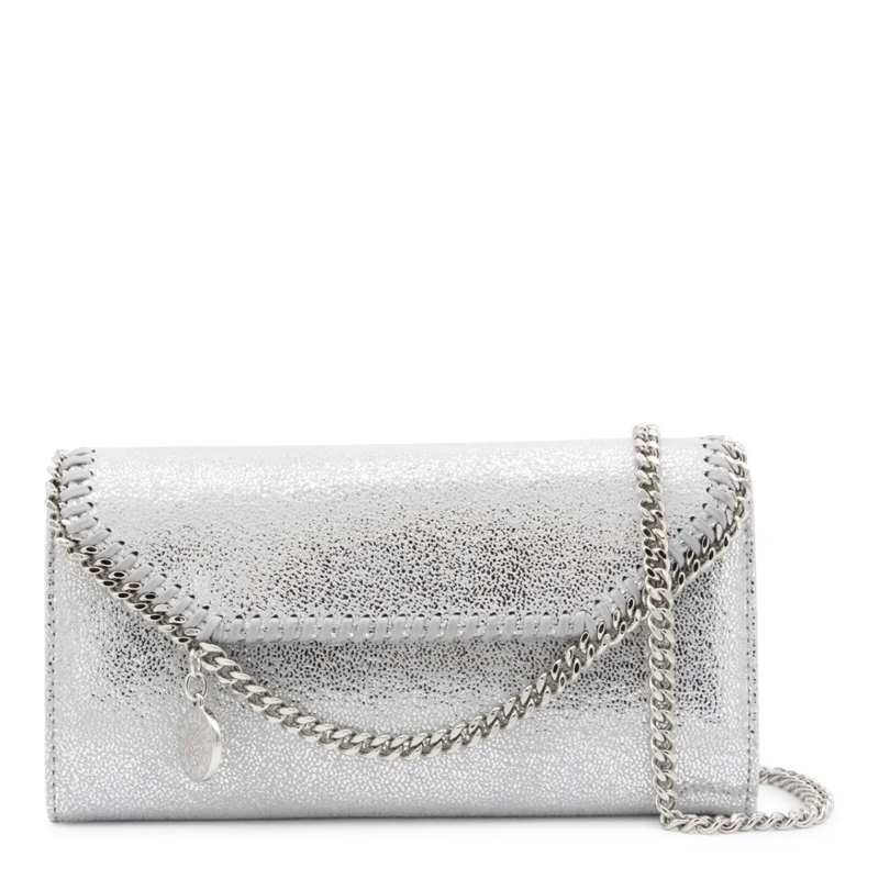 Stella McCartney Schultertasche Silver Faux Leather Continental Wallet Crossbody B Silver