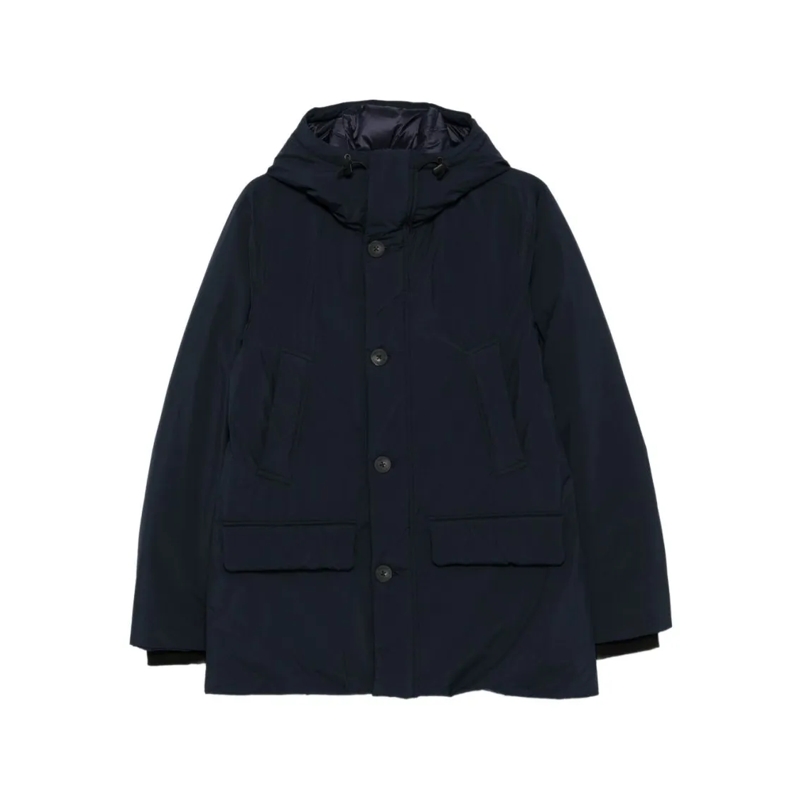 Woolrich  Relaxed-Fit Hooded Coat With Button Closure And Mu Blue