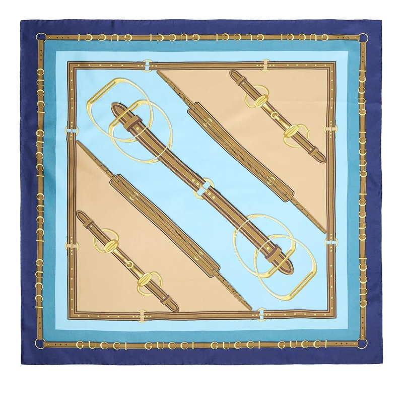Gucci Halstuch Printed Silk Foulard Blue
