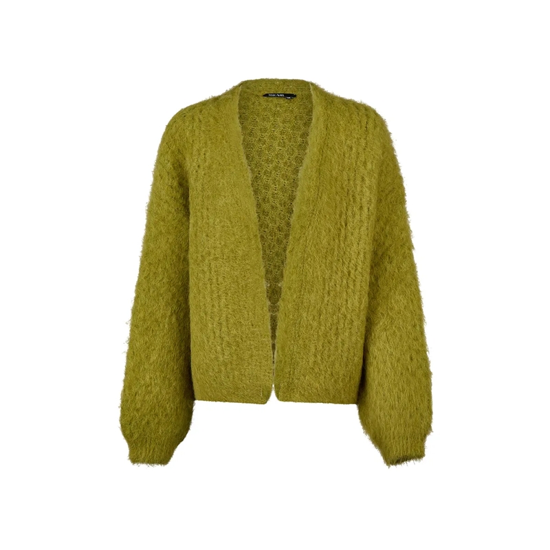 Marc Aurel Blazer Strickjacke- grobes Zopfmuster- V-Ausschnitt-  grün